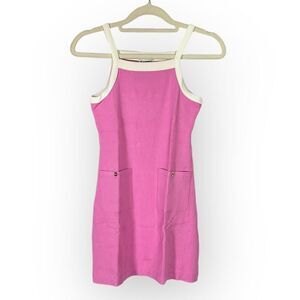 Crewcuts Rib Tank Top Mini Dress Girl's 8 Pink White Vintage Sleeveless NWT